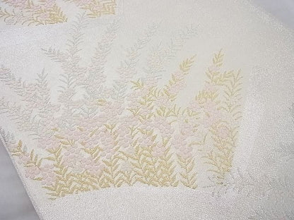 平和屋着物◎六通柄袋帯 唐織 枝花文 金銀糸 逸品 BAAJ0838cm