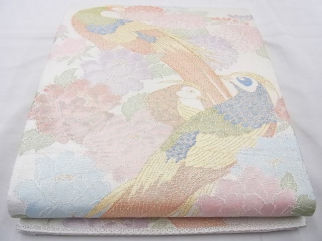 平和屋着物◎本箔佐賀錦 六通柄袋帯 花鳥文 金銀糸 逸品 BAAJ0828cm