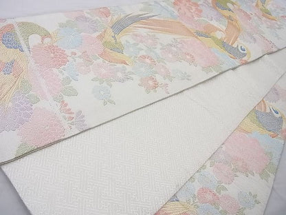 平和屋着物◎本箔佐賀錦 六通柄袋帯 花鳥文 金銀糸 逸品 BAAJ0828cm
