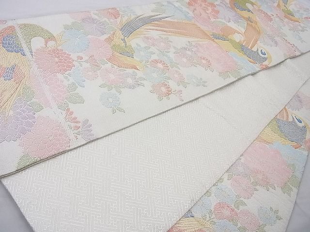 平和屋着物◎本箔佐賀錦 六通柄袋帯 花鳥文 金銀糸 逸品 BAAJ0828cm