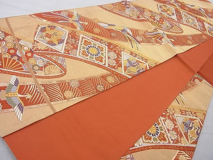 平和屋着物◎六通柄袋帯 唐織 鳳凰有職絵巻 金銀糸 逸品 BAAJ0855cm