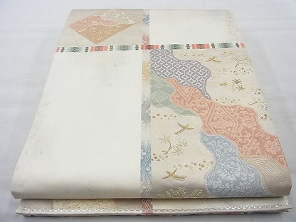 平和屋着物◎西陣の名門織元 いづくら謹製 六通柄袋帯 唐織 格天井有職文 金糸 逸品 BAAJ0868cm
