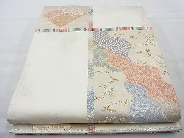 平和屋着物◎西陣の名門織元 いづくら謹製 六通柄袋帯 唐織 格天井有職文 金糸 逸品 BAAJ0868cm