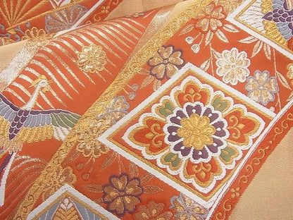平和屋着物◎六通柄袋帯 唐織 鳳凰有職絵巻 金銀糸 逸品 BAAJ0855cm