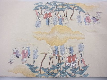 平和屋着物◎太鼓柄袋帯 大名行列 金糸 逸品 BAAJ0940cm