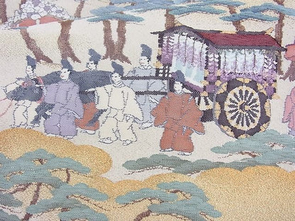 平和屋着物◎太鼓柄袋帯 大名行列 金糸 逸品 BAAJ0940cm
