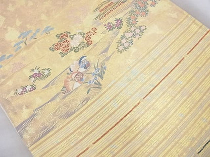平和屋着物◎太鼓柄袋帯 名勝 金閣寺 金糸 引箔 逸品 BAAJ6868cm