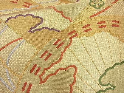 平和屋着物◎六通柄袋帯 唐織 檜扇散らし 金銀糸 逸品 BAAJ6867cm