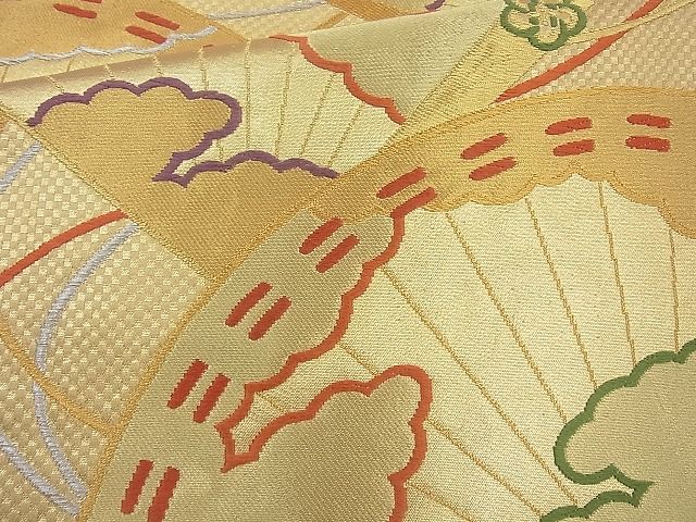 平和屋着物◎六通柄袋帯 唐織 檜扇散らし 金銀糸 逸品 BAAJ6867cm