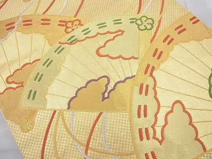 平和屋着物◎六通柄袋帯 唐織 檜扇散らし 金銀糸 逸品 BAAJ6867cm