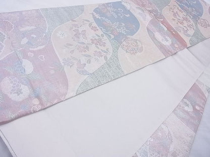 平和屋着物◎六通柄袋帯 立涌有職文 金糸 逸品 BAAJ0939cm