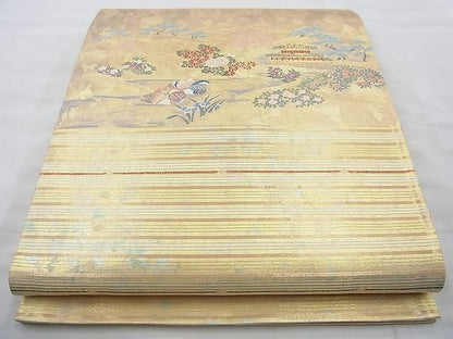 平和屋着物◎太鼓柄袋帯 名勝 金閣寺 金糸 引箔 逸品 BAAJ6868cm