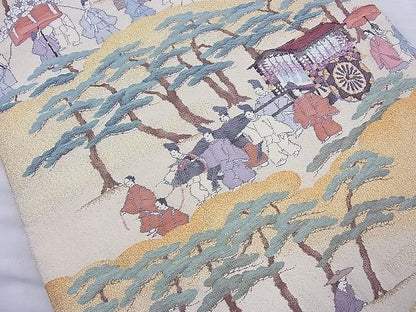 平和屋着物◎太鼓柄袋帯 大名行列 金糸 逸品 BAAJ0940cm