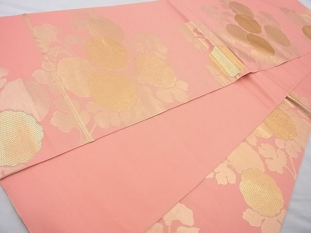 平和屋着物◎六通柄 本袋帯 万寿菊 金糸 逸品 BAAJ6861cm
