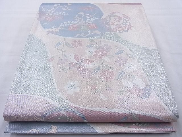 平和屋着物◎六通柄袋帯 立涌有職文 金糸 逸品 BAAJ0939cm