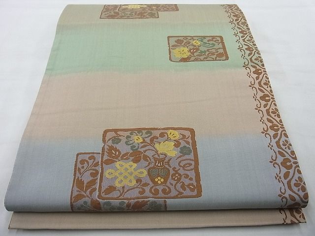 平和屋着物◎六通柄袋帯 色紙花唐草文 逸品 BAAJ6870cm
