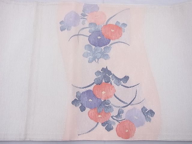 平和屋着物◎太鼓柄袋帯 すくい織 流水鴛鴦菊文 銀糸 逸品 BAAJ0976cm