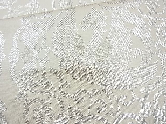平和屋着物◎六通柄袋帯 鳳凰花唐草文 銀糸 逸品 BAAJ6876cm