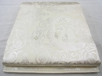平和屋着物◎六通柄袋帯 鳳凰花唐草文 銀糸 逸品 BAAJ6876cm