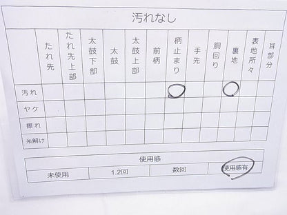 平和屋着物◎六通柄袋帯 唐織 扇面菊文 金糸 逸品 BAAJ0975cm