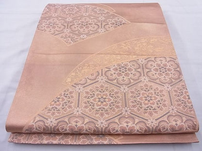 平和屋着物◎六通柄袋帯 華がさね 華秀 箔錦 金糸 逸品 BAAJ0986cm