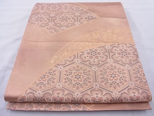 平和屋着物◎六通柄袋帯 華がさね 華秀 箔錦 金糸 逸品 BAAJ0986cm