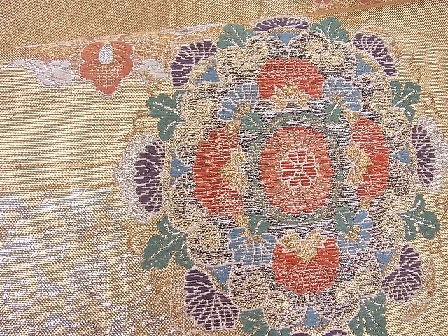 平和屋着物◎六通柄袋帯 唐織 正倉院花鳥文 金銀糸 逸品 BAAJ0978cm