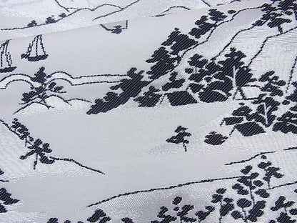 平和屋着物◎六通柄袋帯 樹林風景文 銀糸 逸品 BAAJ0989cm