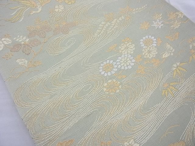 平和屋着物◎六通柄袋帯 鳳凰流水花文 金糸 逸品 BAAJ6702cm