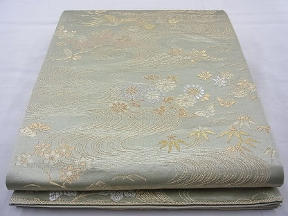 平和屋着物◎六通柄袋帯 鳳凰流水花文 金糸 逸品 BAAJ6702cm