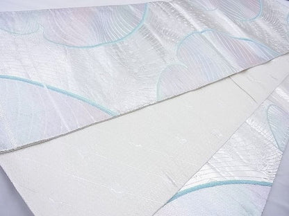 平和屋着物◎佐賀錦 六通柄袋帯 飾花文様 銀糸 逸品 BAAJ6705cm