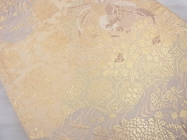 平和屋着物◎六通柄袋帯 鳳凰道長文様 金糸 逸品 BAAJ6718cm