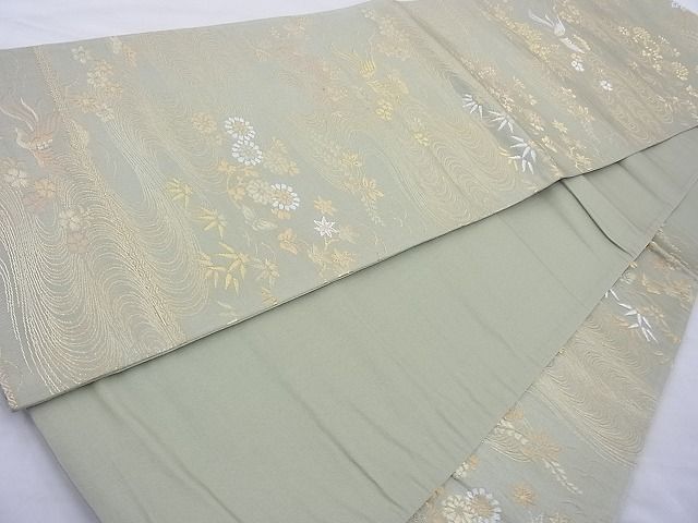 平和屋着物◎六通柄袋帯 鳳凰流水花文 金糸 逸品 BAAJ6702cm