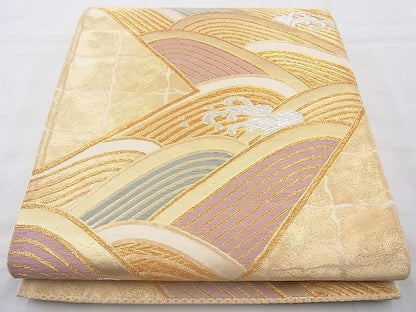 平和屋着物◎六通柄袋帯 唐織 立波文様 金銀糸 逸品 BAAJ6749cm