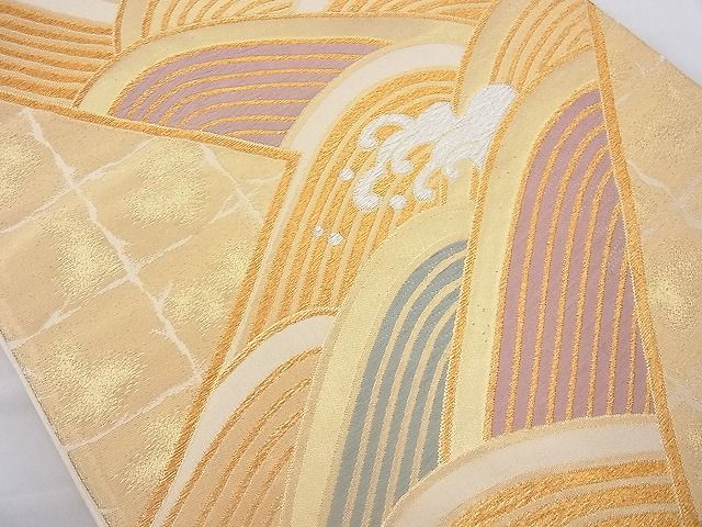 平和屋着物◎六通柄袋帯 唐織 立波文様 金銀糸 逸品 BAAJ6749cm