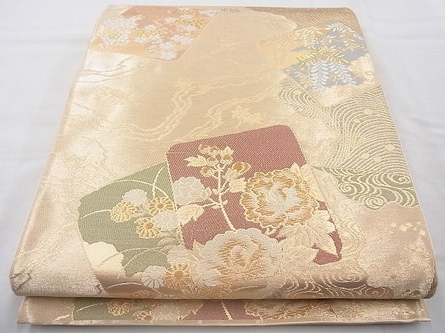 平和屋着物◎六通柄袋帯 唐織 織功 金糸 逸品 BAAJ6750cm