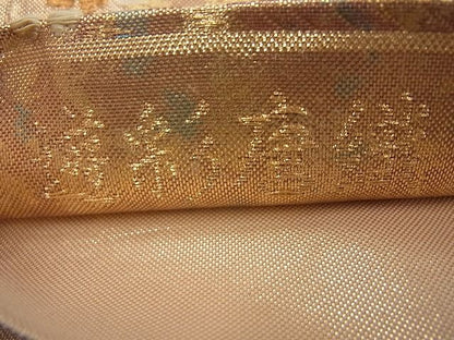 平和屋着物◎佐賀錦 六通柄袋帯 遊彩唐織 扇面散らし 金糸 引箔 逸品 BAAJ6754cm