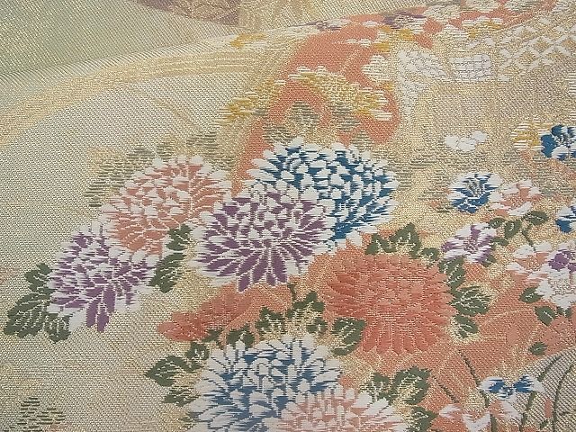 平和屋着物◎六通柄袋帯 唐織 地紙吉祥花文 金糸 逸品 BAAJ6774cm