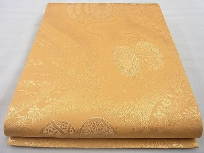 平和屋着物◎六通柄袋帯 鼓吹き寄せ文 金糸 逸品 未使用 BAAJ6811cm