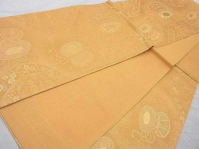 平和屋着物◎六通柄袋帯 鼓吹き寄せ文 金糸 逸品 未使用 BAAJ6811cm