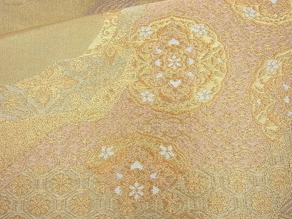 平和屋着物◎六通柄袋帯 唐織 正倉院道長紋 金糸 逸品 BAAJ6817cm