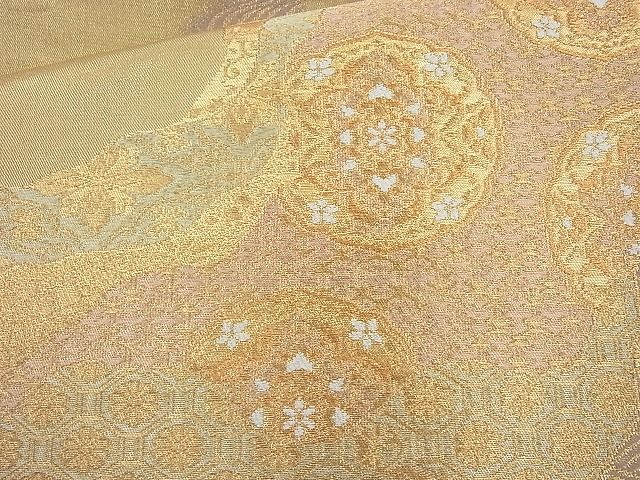 平和屋着物◎六通柄袋帯 唐織 正倉院道長紋 金糸 逸品 BAAJ6817cm