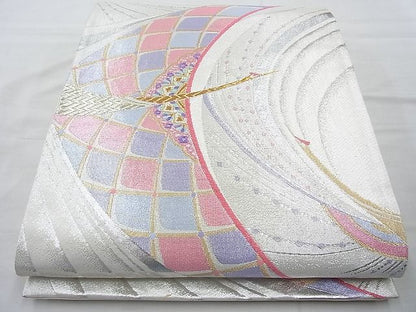 平和屋着物◎九百佐賀錦 六通柄袋帯 飛鶴 金銀糸 逸品 BAAJ6845cm