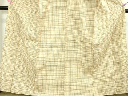 平和屋本店▽希少　人間国宝　志村ふくみ　紬　単衣　格子　たとう紙付き　逸品　DZAA2053kh4