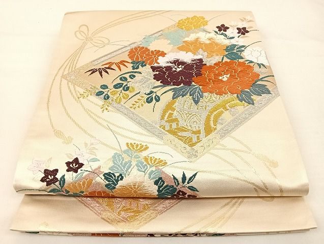 平和屋着物◎六通柄袋帯　唐織　舞楽菱一夢　金糸　正絹　逸品　AAAJ3862Bcy