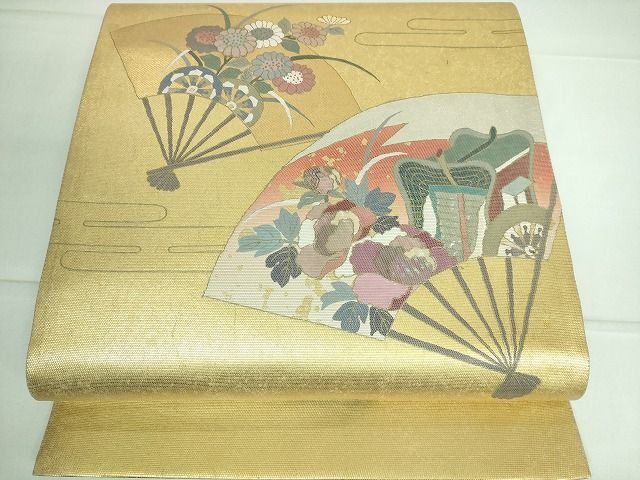 平和屋着物■太鼓柄袋帯 螺鈿箔 扇面御所車花文 金彩 逸品 DAAH8249ic