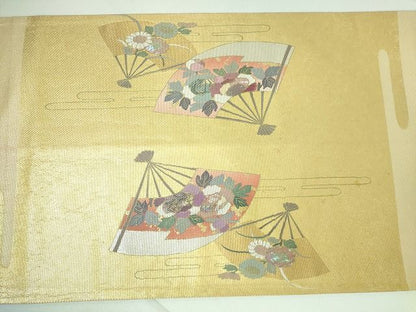 平和屋着物■太鼓柄袋帯 螺鈿箔 扇面御所車花文 金彩 逸品 DAAH8249ic