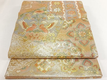 平和屋着物◎佐賀錦 六通柄袋帯 鴛鴦唐花文 金銀糸 正絹 逸品 AAAK5141Bdt