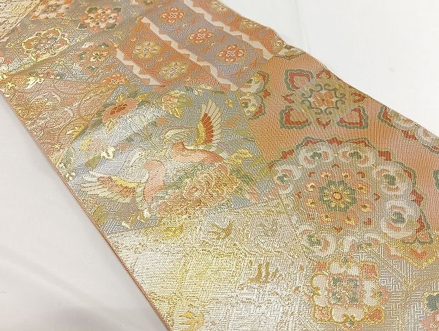 平和屋着物◎佐賀錦 六通柄袋帯 鴛鴦唐花文 金銀糸 正絹 逸品 AAAK5141Bdt