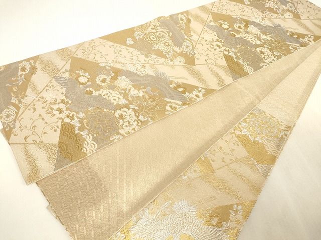作家物 粋な切り嵌め 花唐草 正絹 AO-2848 作家物 粋な切り嵌め 花唐草 正絹 AO-2848